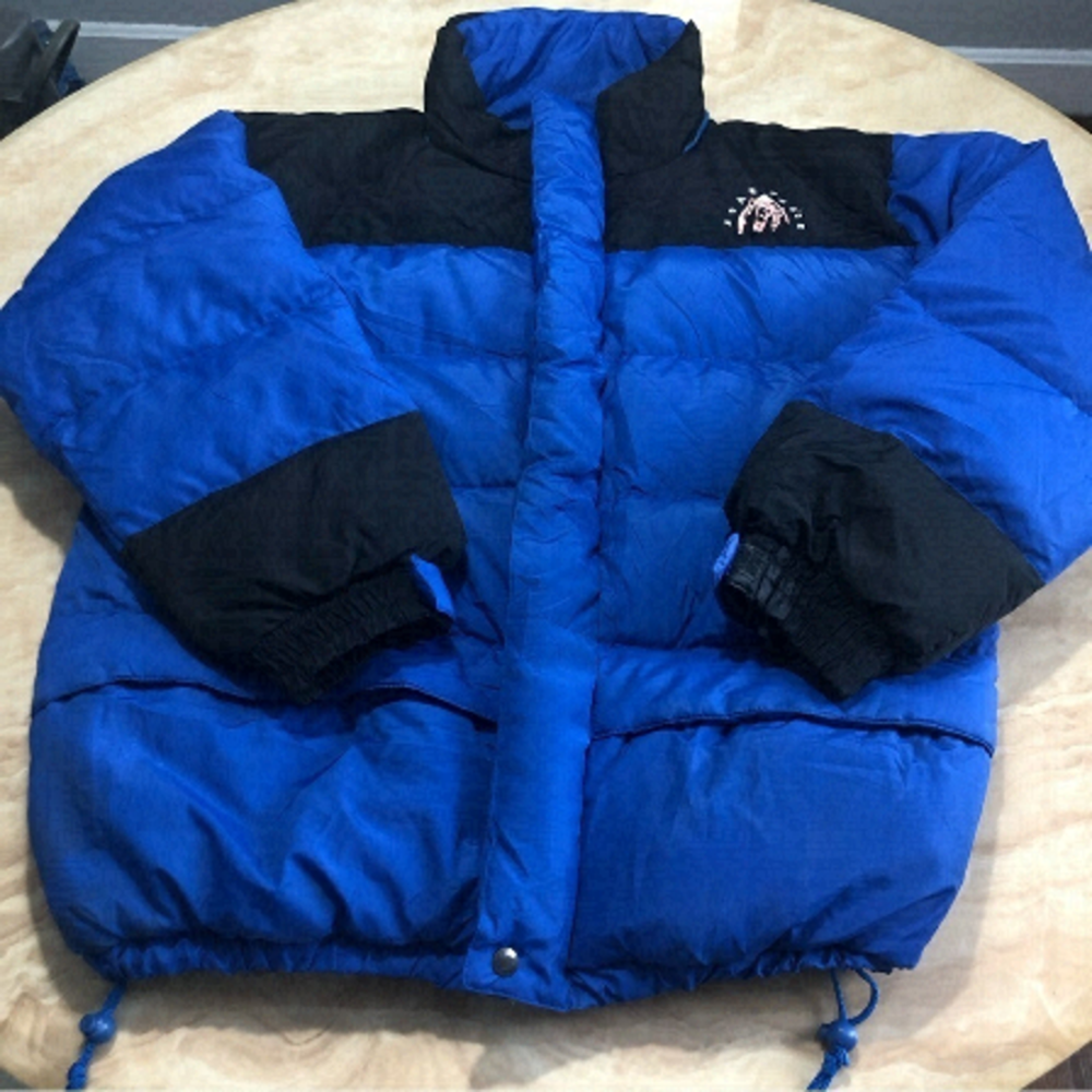 BEAR FORCE Blue Black Very Warm Heavy Down Jacket Winter Puffer Mens Medium